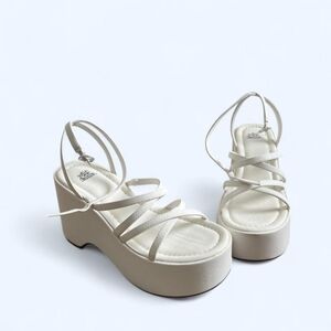 Strappy Cream Platform Sandals